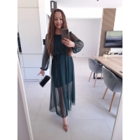 Sukienka ELLE siateczkowa maxi butelkowa zieleń M L XL