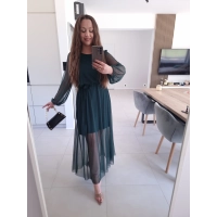 Sukienka ELLE siateczkowa maxi butelkowa zieleń M L XL