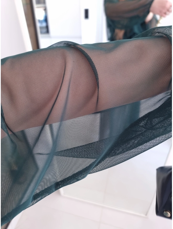 Sukienka ELLE siateczkowa maxi butelkowa zieleń M L XL