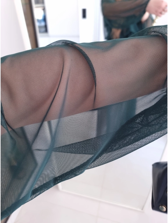 Sukienka ELLE siateczkowa maxi butelkowa zieleń M L XL