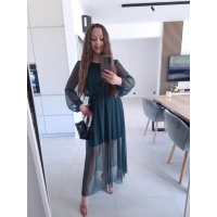 Sukienka ELLE siateczkowa maxi butelkowa zieleń M L XL