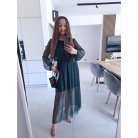 Sukienka ELLE siateczkowa maxi butelkowa zieleń M L XL