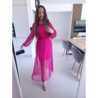 Sukienka ELLE siateczkowa maxi FUKSJA M L XL
