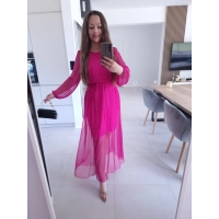 Sukienka ELLE siateczkowa maxi FUKSJA M L XL