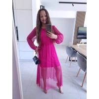 Sukienka ELLE siateczkowa maxi FUKSJA M L XL