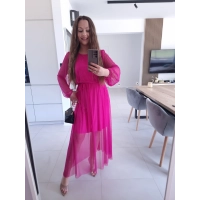 Sukienka ELLE siateczkowa maxi FUKSJA M L XL