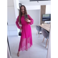 Sukienka ELLE siateczkowa maxi FUKSJA M L XL