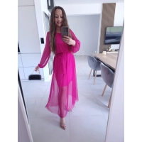 Sukienka ELLE siateczkowa maxi FUKSJA M L XL
