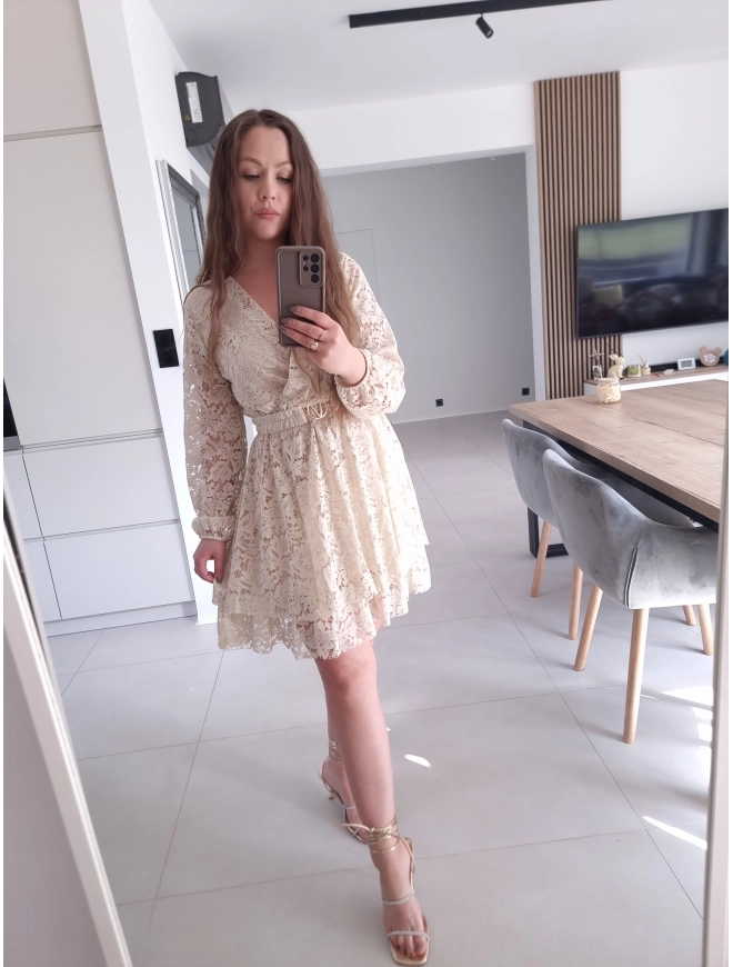 Sukienka REBECA koronka BEŻ