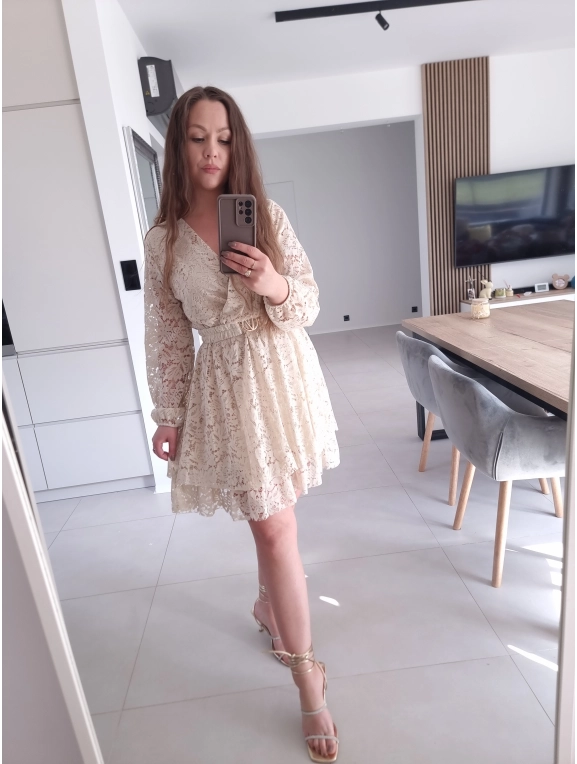Sukienka REBECA koronka BEŻ