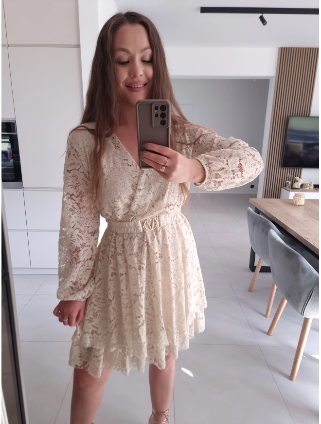Sukienka REBECA koronka BEŻ