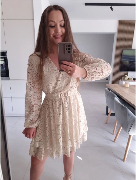 Sukienka REBECA koronka BEŻ