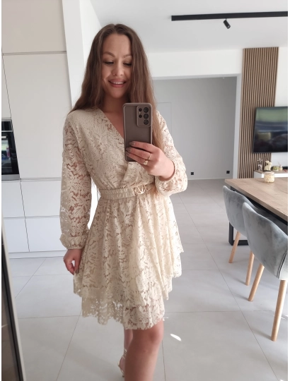 Sukienka REBECA koronka BEŻ