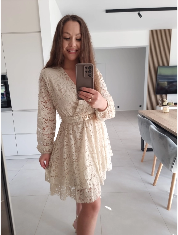 Sukienka REBECA koronka BEŻ