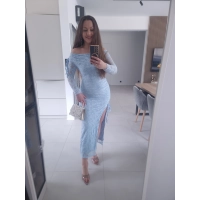 Sukienka KIM błękit ciążowa koktajlowa M L na komunie/wesele