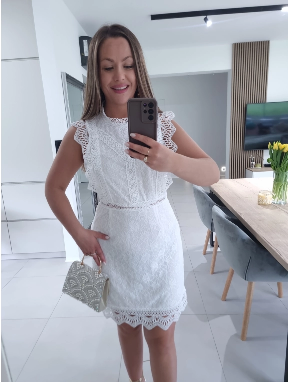 Sukienka DIANA biała M/L KORONKA