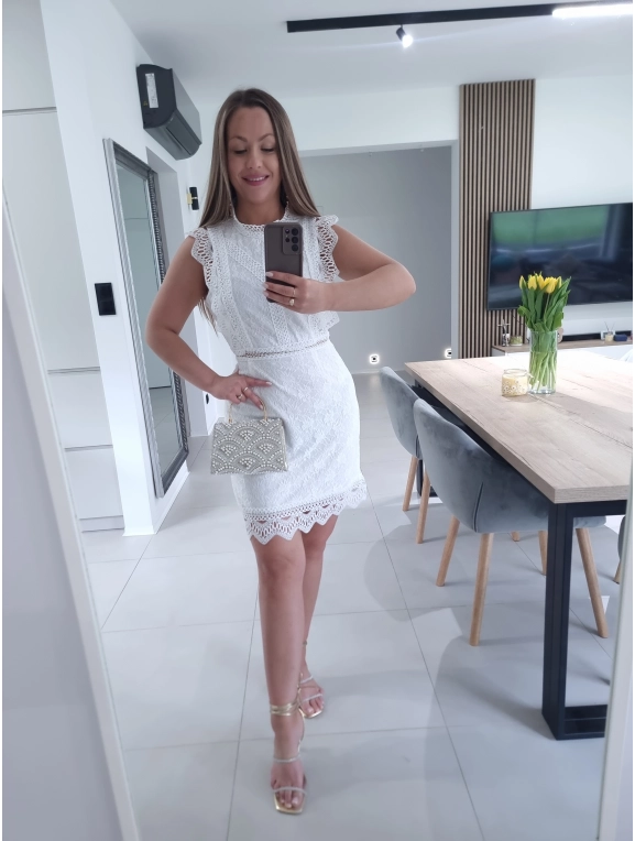 Sukienka DIANA biała M/L KORONKA