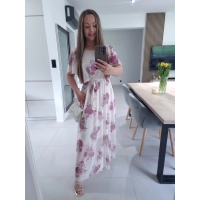 Sukienka siateczkowa KLARA 36-44 kremowa w kwiaty