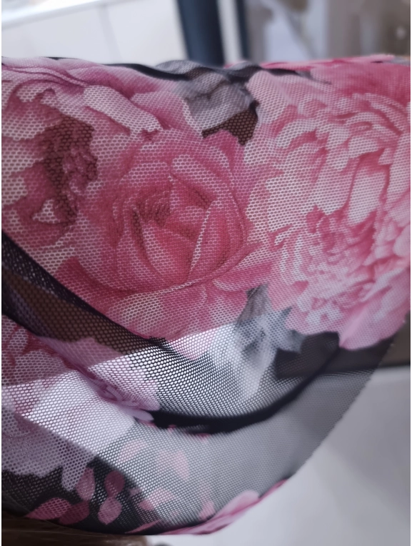 Sukienka siateczkowa KLARA 36-44 czarna peonie