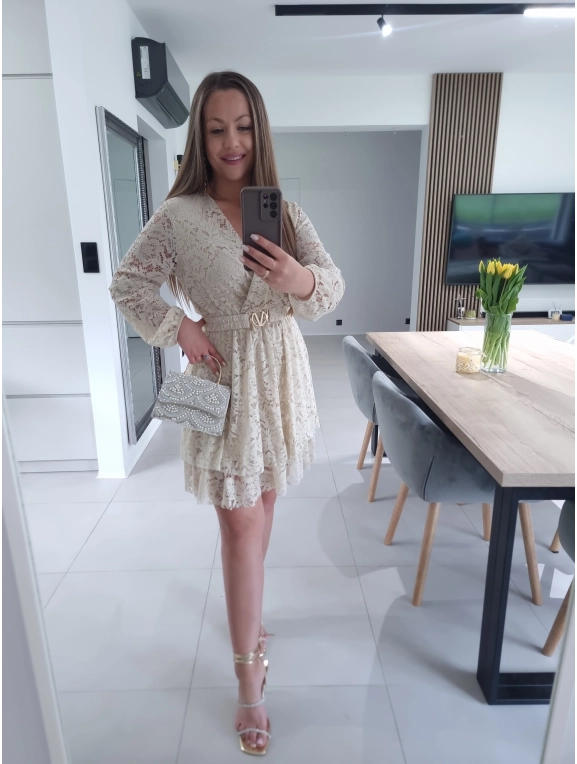 Sukienka REBECA koronka BEŻ 38-44