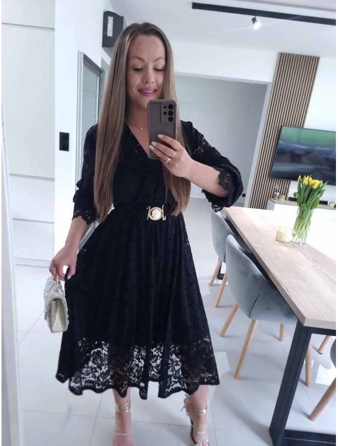Sukienka MIDI GLAM koronkowa  42-46 XL XXL PLUS SIZE