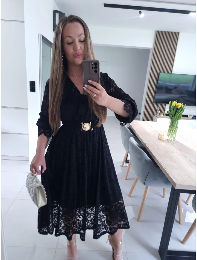 Sukienka MIDI GLAM koronkowa  42-46 XL XXL PLUS SIZE