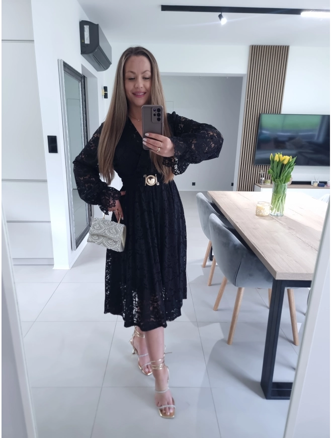 Sukienka MIDI GLAM koronkowa  42-46 XL XXL PLUS SIZE