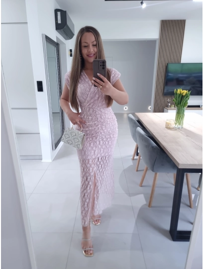 Sukienka TAMARA M L XL z rozcieciem midi