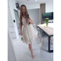 Sukienka GLAMOUR beż krem koronka L XL XXL