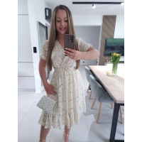 Sukienka GLAMOUR beż krem koronka L XL XXL