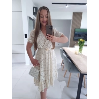 Sukienka GLAMOUR beż krem koronka L XL XXL