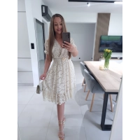 Sukienka GLAMOUR beż krem koronka L XL XXL