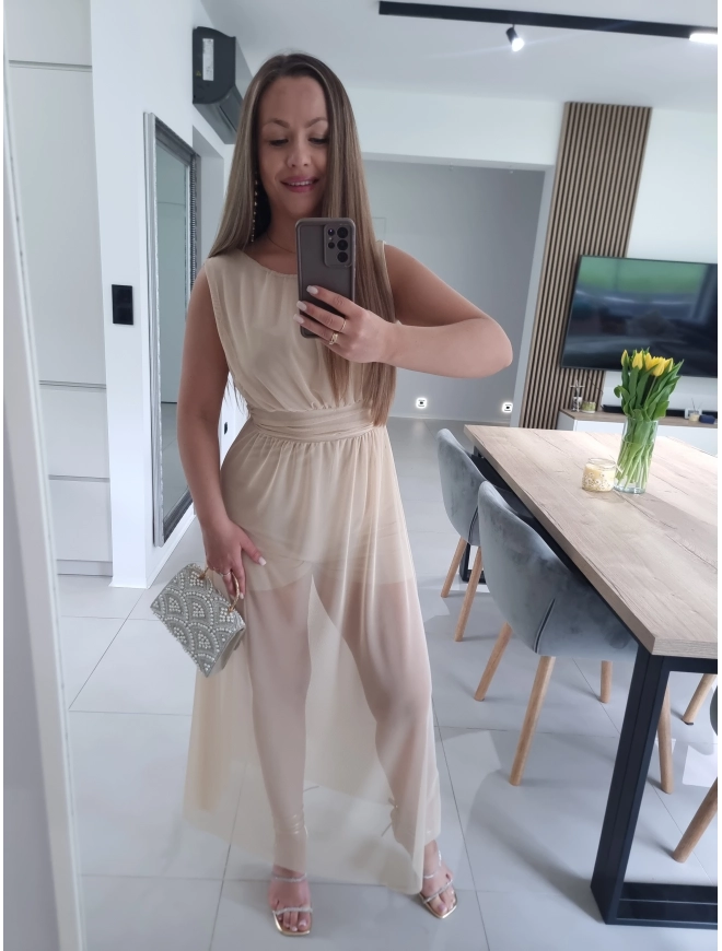 Sukienko kombinezon CLAUDIA XS S M L beż