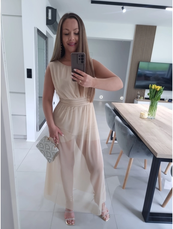 Sukienko kombinezon CLAUDIA XS S M L beż