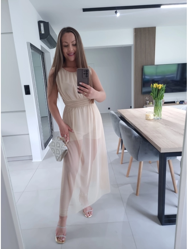 Sukienko kombinezon CLAUDIA XS S M L beż