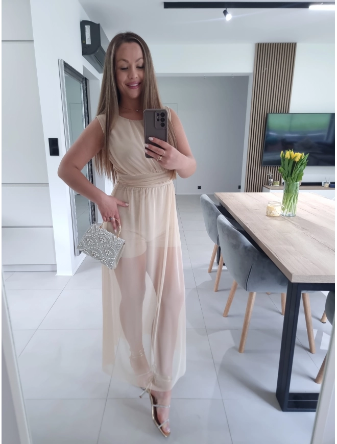 Sukienko kombinezon CLAUDIA XS S M L beż