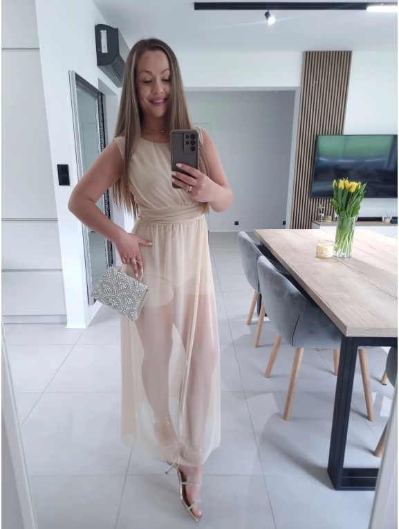 Sukienko kombinezon CLAUDIA XS S M L beż