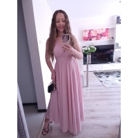Sukienka JULIETA MAXI 36-42 elegancka puder róż