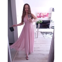 Sukienka JULIETA MAXI 36-42 elegancka puder róż