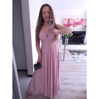 Sukienka JULIETA MAXI 36-42 elegancka puder róż