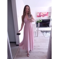 Sukienka JULIETA MAXI 36-42 elegancka puder róż
