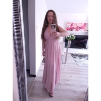 Sukienka JULIETA MAXI 36-42 elegancka puder róż