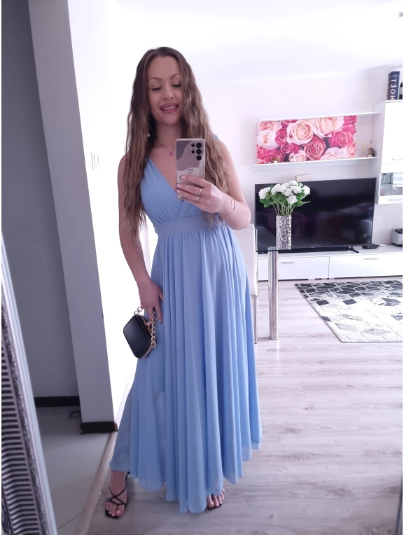 Sukienka JULIETA MAXI elegancka błękit 36-42