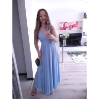 Sukienka JULIETA MAXI elegancka błękit 36-42