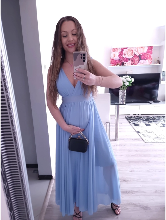 Sukienka JULIETA MAXI elegancka błękit 36-42