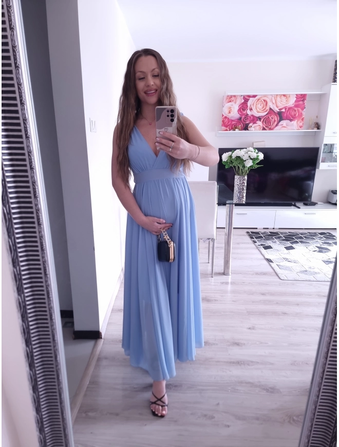 Sukienka JULIETA MAXI elegancka błękit 36-42