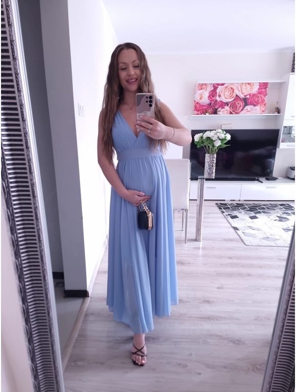 Sukienka JULIETA MAXI elegancka błękit 36-42