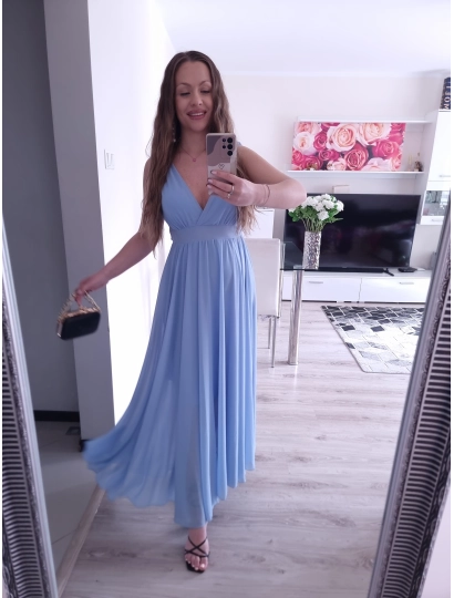 Sukienka JULIETA MAXI elegancka błękit 36-42