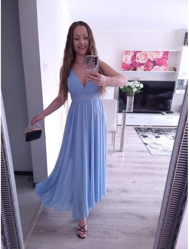 Sukienka JULIETA MAXI elegancka błękit 36-42