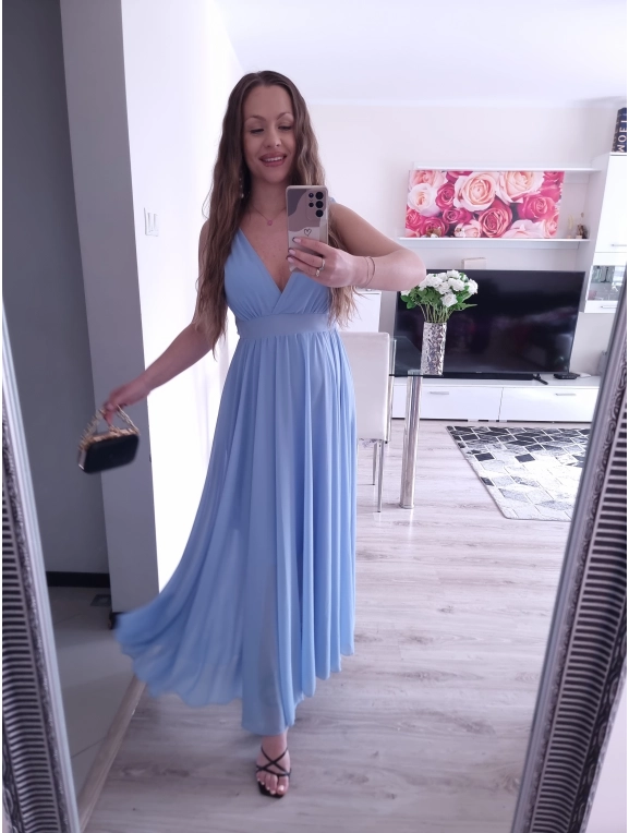 Sukienka JULIETA MAXI elegancka błękit 36-42